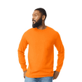 thumbnail image 1 of Gildan Hi-Viz Long Sleeve Pocket T-Shirt for Men, Ultra Cotton Crewneck Safety Orange Workwear, S, 1 of 5