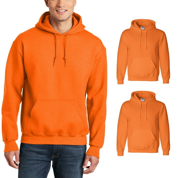 Gildan - High Visibility DryBlend Hooded Sweatshirt | Safety Orange Workwear For Man, 9 oz, 50/50 cotton/polyester Adult Fleece PACK-2 Size- M