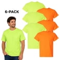 thumbnail image 1 of Gildan High Visibility DryBlend Work T-Shirt with Pocket Hi Vis Safety Short Sleeve Plain Tee (Safety Green-Orange Pack 6, M), 1 of 8