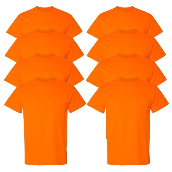 Gildan High Visibility DryBlend Work T-Shirt with Pocket Hi Vis Safety Short Sleeve Plain Tee (Safety Orange Pack 6, 2XL)