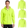 thumbnail image 1 of Gildan High Visibility Full Zip Hooded Sweatshirt for Men Heavy Blend Long Sleeve Fleece Pullover Hoodie Jacket | Hi Vis Safety Green 8 oz 50/50 Cotton/polyester Sweater, 3 Pack, Size – L, 1 of 5