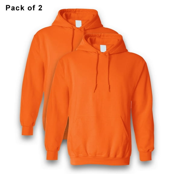 Gildan High Visibility Hooded Orange Sweatshirt - 18500 | 8oz Unisex Heavy Blend Soft Fleece Hoodie, Hi Vis Safety Work Sweatshirt L-Size, Pack 2