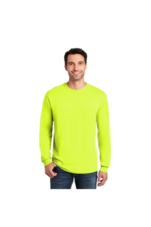 High Visibility Long Sleeve Safety Shirts, Hi Vis Work Shirts 50 Cotton/50 Polyester Safety Green 3XL