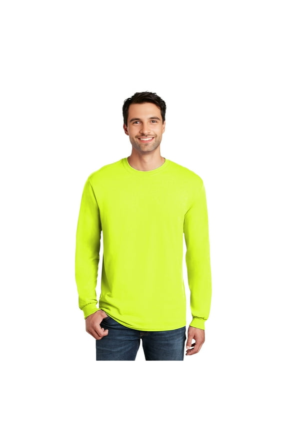 High Visibility Long Sleeve Safety Shirts, Hi Vis Work Shirts 50 Cotton/50 Polyester Safety Green M