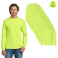 thumbnail image 1 of Gildan High Visibility Long Sleeve T-Shirt, Hi Vis Safety Green Shirt for Men, 12-Pack Tee, S, 1 of 5