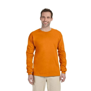 High Visibility Long Sleeve T-Shirt, Hi Vis Safety Shirts for Men, 5.3oz Pack of 1, Safety Orange Work Tee L Size