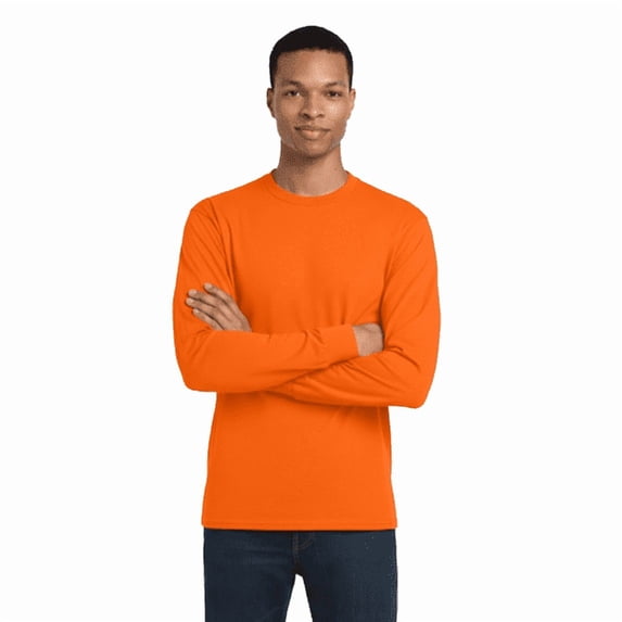 Gildan High Visibility Long Sleeve T-Shirt, Men's Crew Neck Safety Orange Workwear, 3XL