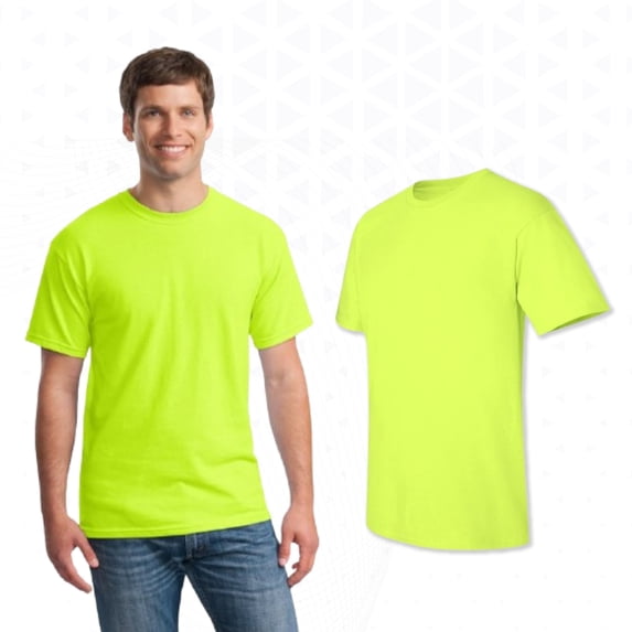 Gildan High Visibility Men T-Shirt, Short Sleeve Hi Vis Work Safety Green Tee, 2XL