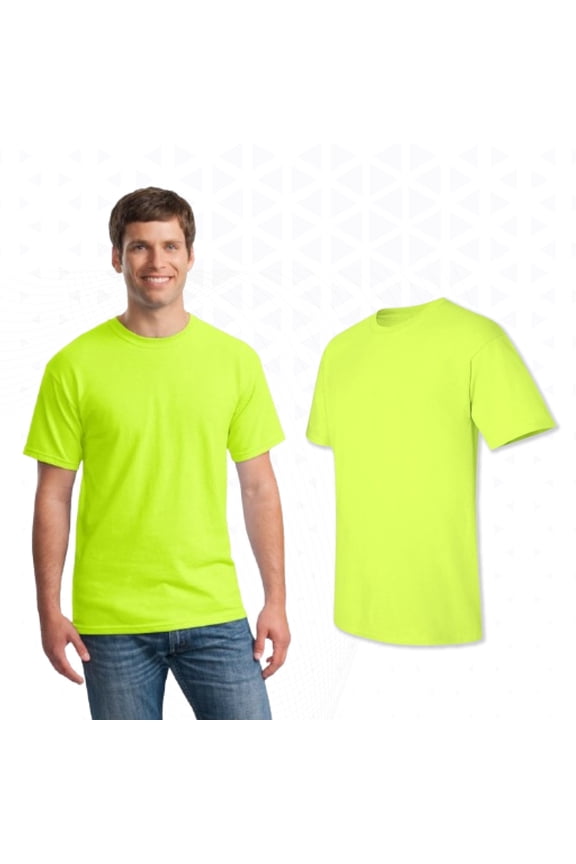 High Visibility Men T-Shirt, Short Sleeve Hi Vis Work Safety Green Tee, XL