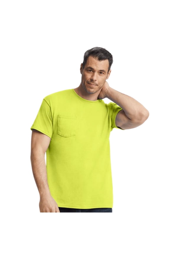 High Visibility Pocket T-Shirt for Unisex Hi-Vis Short-Sleeved Work Safety T-Shirt (Safety Green, 3XL)