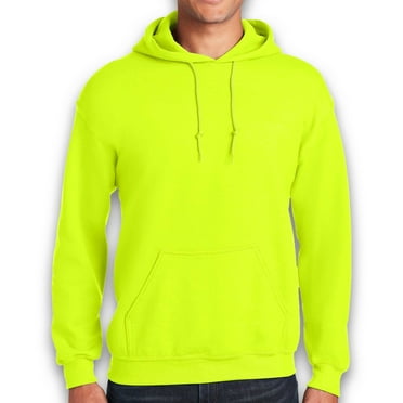 Gildan- High Visibility Safety Green Hooded Sweatshirt For Men | Heavy Blend Fleece Pullover Hi Vis Hooded Cowl Neck, 8oz, 50/50 Cotton/Polyester, Size 3XL