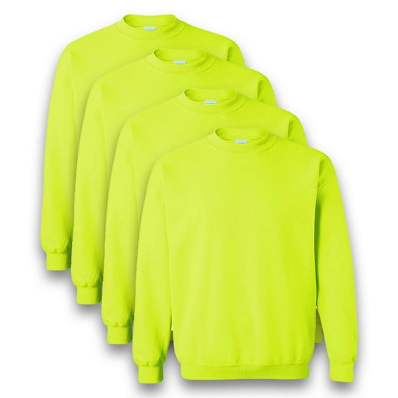 Gildan- High Visibility Safety Green Sweatshirt For Unisex | Heavy Blend Fleece Pullover Hi Vis Long Sleeve Sweatshirt, 8oz, 50/50 Cotton/Polyester, Size 5XL, Pack Of 4