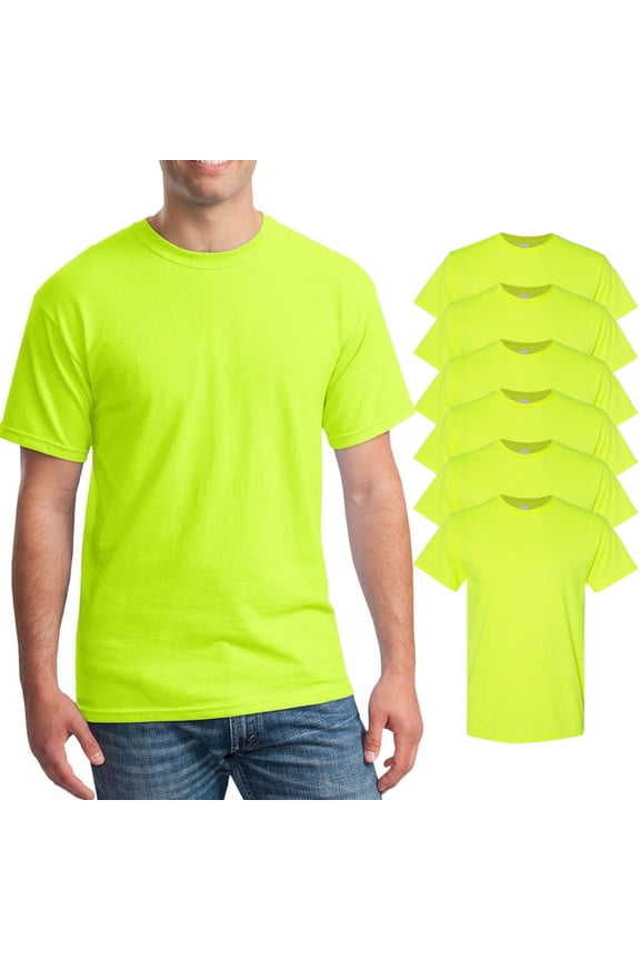 Safety Green T-Shirts Man Hi Vis Tee, Pack-6 Work Shirts Size: M