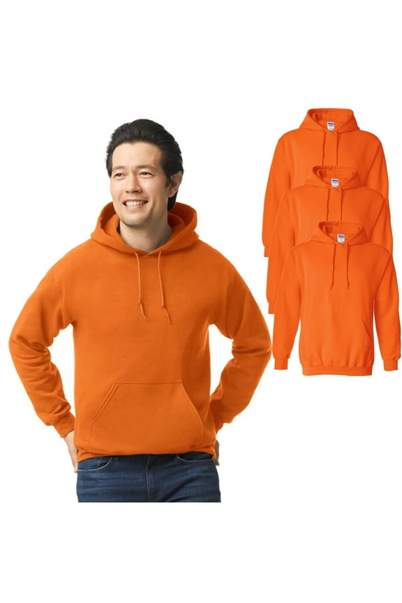 - High Visibility Safety Hooded Sweatshirt | Heavy Blend Adult Fleece Sweater, Seamless Body with Pouch Pocket, Pack-3, Size 2XL