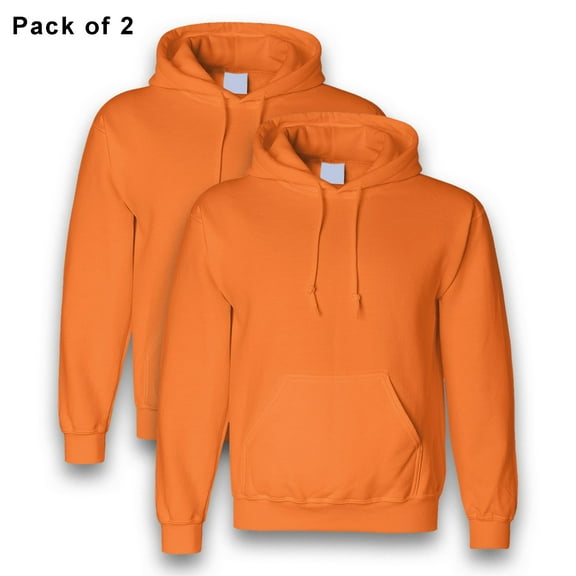 Gildan - High Visibility Safety Hooded Sweatshirt for Work | Safety Orange Hi Vis Pullover Hoodie, 9 Oz 50/50 Cotton/Polyester, 2 Pack, Xl Size