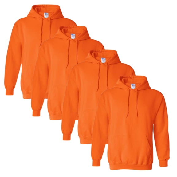Gildan High Visibility Safety Hoodie Sweatshirt Winter Hi Vis Reflective Pocket Sweatshirt (Safety Orange Pack 4, M)