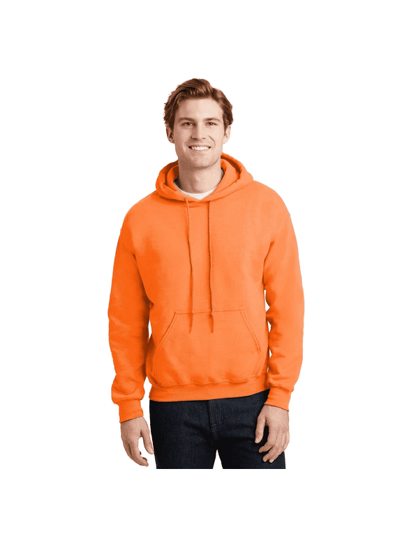 High Visibility Safety Hoodie with Pockets, Men's Hi Vis 8 Oz 50/50 Cotton/poly Work Reflective Orange Pullover Hooded Sweatshirt, L