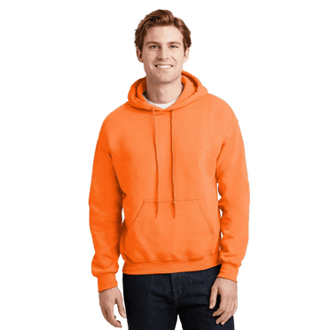 Gildan High Visibility Safety Hoodie with Pockets, Men's Hi Vis 8 Oz 50/50 Cotton/poly Work Reflective Orange Pullover Hooded Sweatshirt, S