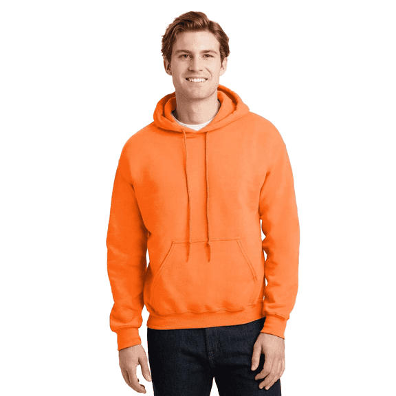 Gildan High Visibility Safety Hoodie with Pockets, Men's Hi Vis 8 Oz 50/50 Cotton/poly Work Reflective Orange Pullover Hooded Sweatshirt, S