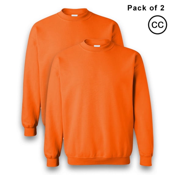 Gildan High Visibility Safety Orange Sweatshirt -CC50, Fleece 8oz 50/50 Cotton/Polyester Hi Vis Safety Work Reflective Sweater for Men, Size-M Pack 2