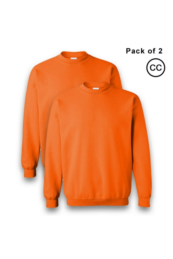 High Visibility Safety Orange Sweatshirt -CC50, Fleece 8oz 50/50 Cotton/Polyester Hi Vis Safety Work Reflective Sweater for Men, Size-M Pack 2