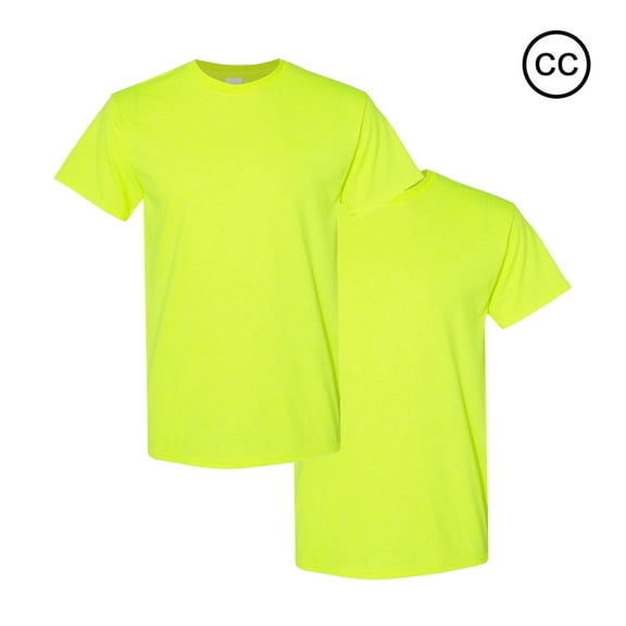 Gildan High Visibility Safety Shirt | 50% Cotton 50% Polyester T-Shirt For Men, 5.3 oz Pack of 2 | Safety Green- 4XL