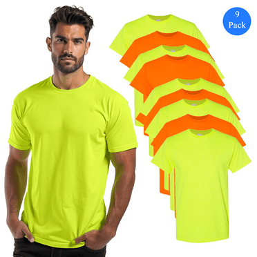 Gildan High Visibility Safety Shirt Men Workwear Construction shirt, pack of 9 Size S