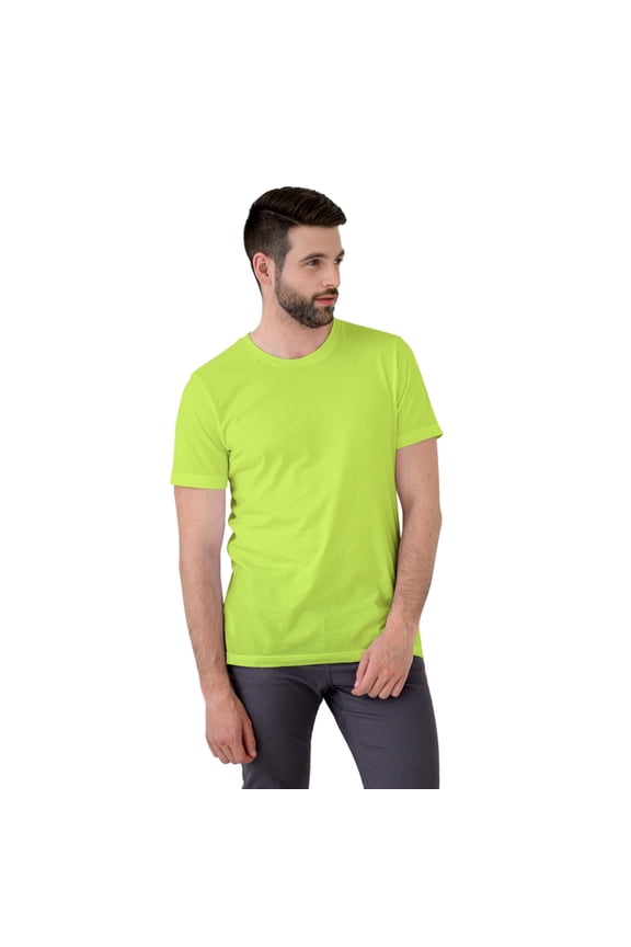 High Visibility Safety Shirts Heavy Cotton Mens Hi Vis Safety Work T-Shirt Safety Green L