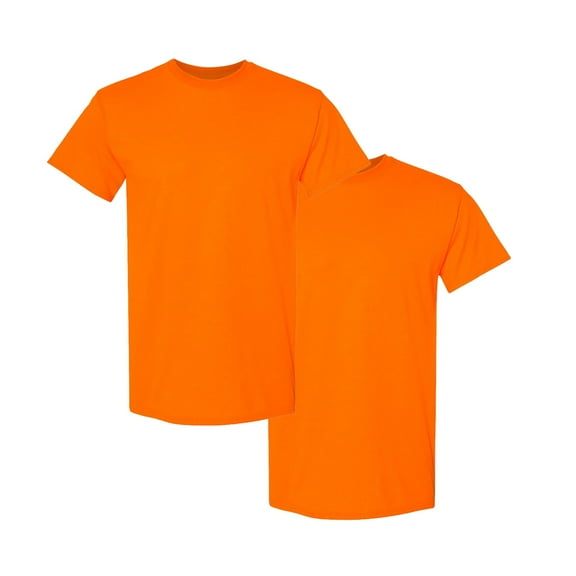 Gildan High Visibility Safety Shirts, Mens Work Shirts | 50 Cotton / 50 Polyester Tee, Safety Orange, Pack of 2, S Size