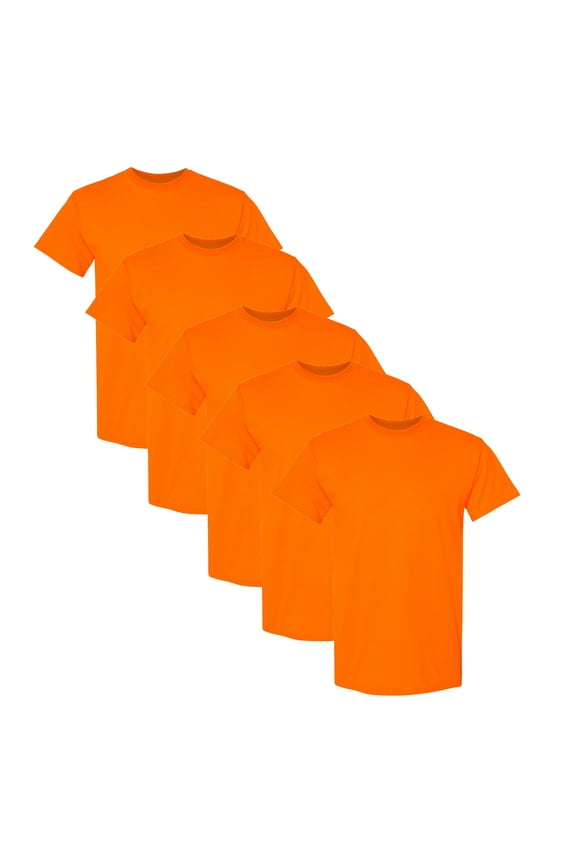 High Visibility Safety Shirts: Work Shirts for Men | 50-Cotton / 50-Polyester T-ShirtSafety Orange | Pack of 5 | S Size