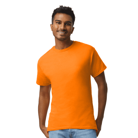 Gildan High Visibility Safety Short Sleeve T-Shirt, Men Classic fit Workwear Tee, Safety Orange Size-2XL