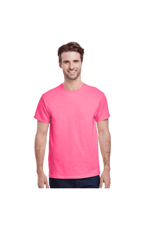 Men’s High Visibility T-Shirt, Safety Construction Workwear Short Sleeve Pink Shirt, 2XL