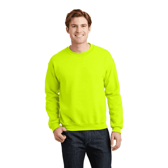 Gildan High Visibility Safety Sweatshirt for Men Fleece Cozy Heavy Blend 8oz, 50/50 Cotton/Poly Hi Vis Safety Green Work Pullover Sweatshirt L
