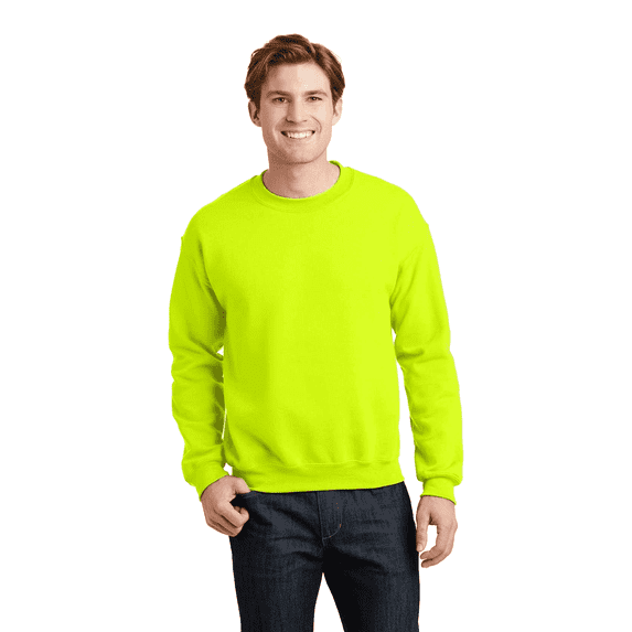 Gildan High Visibility Safety Sweatshirt for Men, Hi Vis Safety Green Crewneck Sweatshirt Fleece Heavy Blend 50/50 Cotton/Poly 2XL