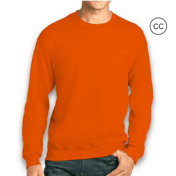 Gildan High Visibility Safety Sweatshirt for Men, Hi Vis Work Fleece 8 oz. Safety Orange Crewneck Sweatshirt, Work Reflective, XL