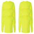 thumbnail image 1 of Gildan High Visibility Safety T-Shirt Classic fit Plain Tees Men's Hi-Vis Workwear Long Sleeve Shirts (Safety Green Pack 6, 4XL), 1 of 7
