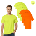 thumbnail image 1 of Gildan High Visibility Safety T-Shirt, Hi Vis DryBlend Short Sleeve Reflective Tee, Orange and Green, Pack 6, M, 1 of 5