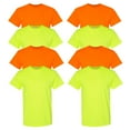 thumbnail image 1 of Gildan High Visibility Safety T-Shirt for Men Hi Vis Short Sleeve Work Reflective Shirts (Safety Green-Orange Pack 8, XL), 1 of 8