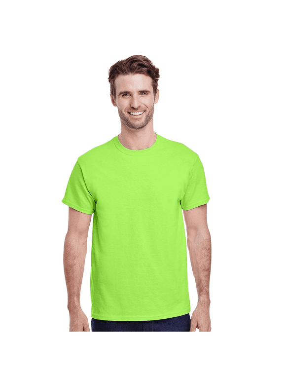 High Visibility Safety T-Shirt for Men, Hi-Vis Work Shirt, Neon Green, L