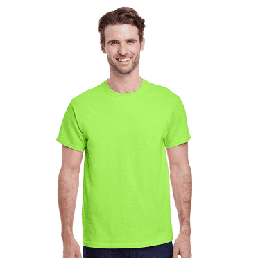 Gildan High Visibility Safety T-Shirt for Men, Hi-Vis Work Shirt, Neon Green, S