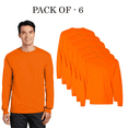 thumbnail image 1 of Gildan High Visibility Safety T-shirt | DryBlend Long Sleeve Tee Workwear for Construction, Hi-Vis Shirt, 50/50 Cotton/Polyester Safety Orange Pack-6, Size S, 1 of 6
