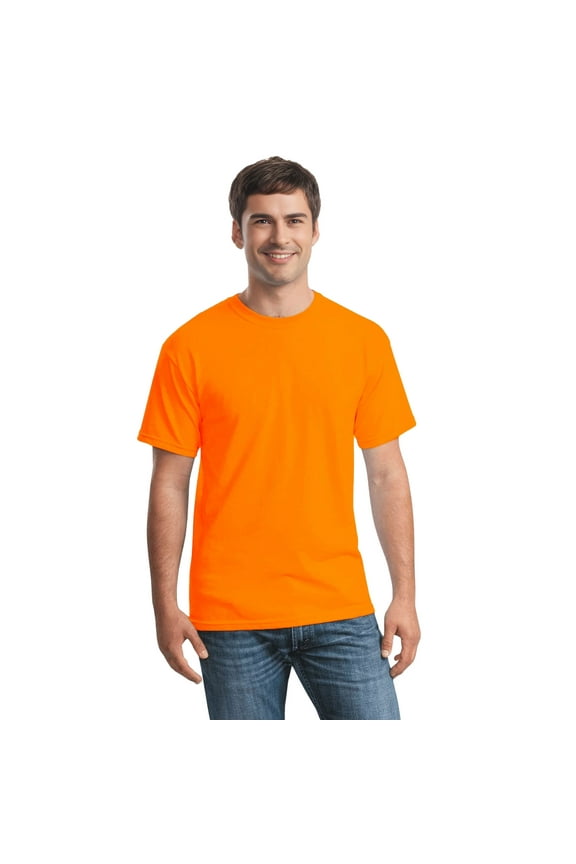 Men's High Visibility Short Sleeve Safety Work Shirt, 50/50 Cotton/Polyester Safety Shirt, (Safety Orange 1Pcs, Size - 4XL)
