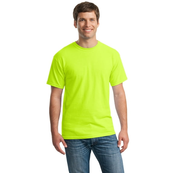 Gildan-High Visibility Safety Work T-Shirt| 50/50 Heavy Cotton & Polyester Safety Green Tee |5.3 oz |Size: 5XL
