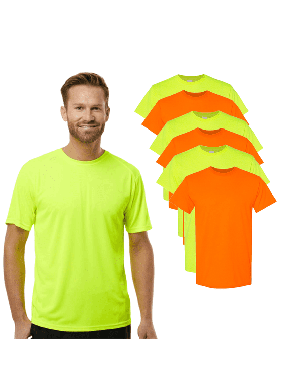High Visibility Shirt Men Construction Safety T-Shirt, Pack of 6 work shirts, Size XL