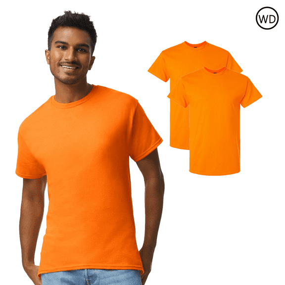 Gildan High Visibility Short Sleeve T-Shirt for Adult, Safety Orange Tee, Pack of 2, S