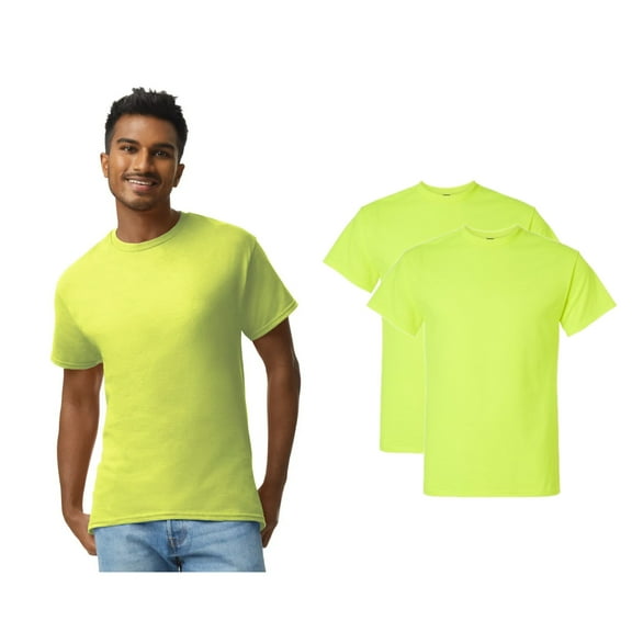 Gildan High Visibility Short Sleeve T-Shirt for Men, Hi Vis Classic Fit Ultra Cotton Casual Shirt, Safety Green, Pack 2, S