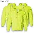 thumbnail image 1 of Gildan High Visibility Hoodie | Full-Zip Safety Hoodie for Men, Hi-Vis Work Clothes, Green Fleece Pullover Sweatshirt, 50/50 Cotton/Polyester - Size M, 1 of 5