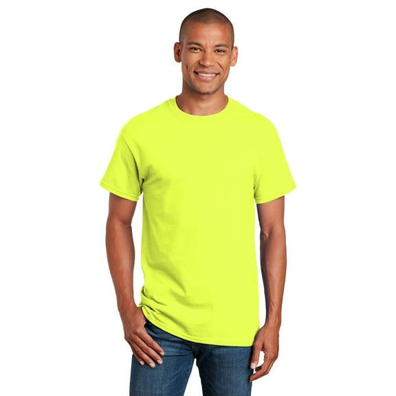 Gildan High Visibility T-Shirt, Safety Green, Men Sizes S-5XL, Short Sleeve Work Shirt, 50/50 Cotton/Polyester