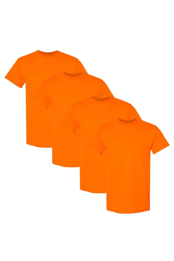 High Visibility Unisex Safety T-Shirt 100% Cotton Hi Vis Construction Work Shirts (Safety Orange 4 Pack, 2XL)