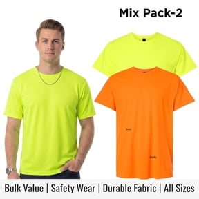 Gildan High Visibility Unisex Safety T-Shirt 100% Cotton Hi Vis Construction Work Shirts (Safety Orange+Safety Green 2 Pack, XL)